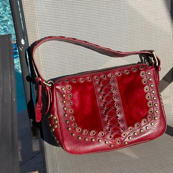 Isabella Fiore Red Studded Marisa Shoulder Bag - Picture 2 of 12